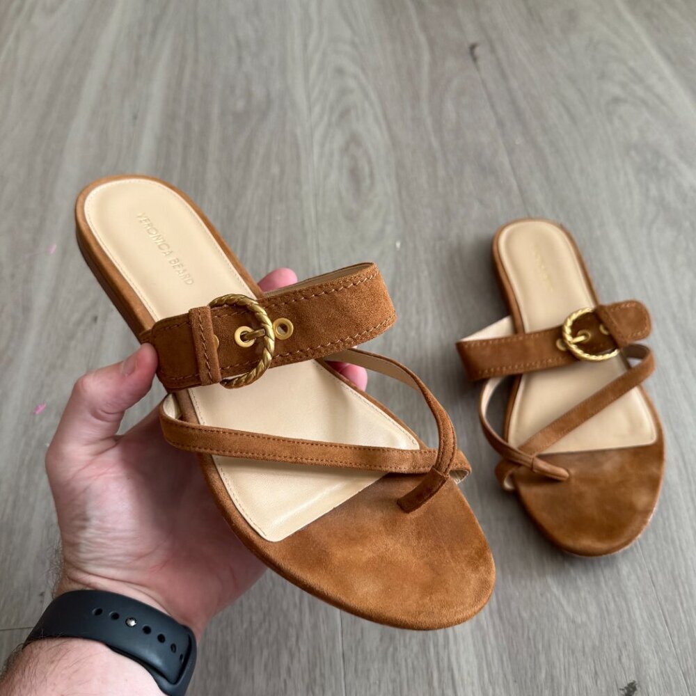 Veronica Beard Salva 3 Sandals 10M Color Tan Brown - Picture 2 of 6